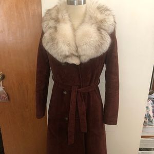 🇨🇦Genuine Arctic Fox Fur Collar Leather Winter Coat made in Canada